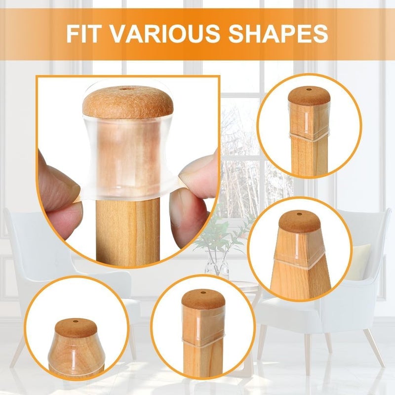 VIUME 24 Pcs Chair Leg Floor Protectors for Hardwood Floors Silicone Covers to Protect Wood Tile Floors Scratches Felt Pads Furniture Leg Caps No Noise (Fit:0.5""-0.89"") - Image 2